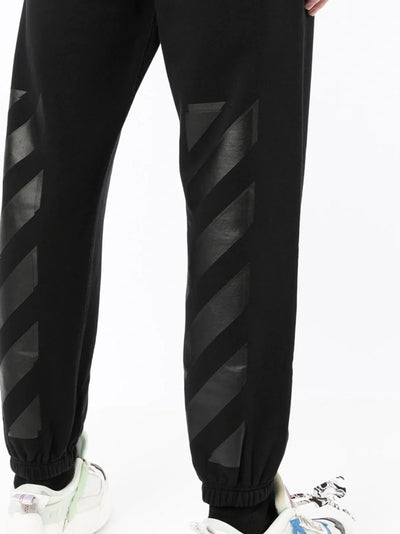 Off-White Diagonal Tab Printed Joggers in Black