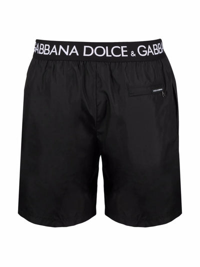 Dolce & Gabbana Logo Waistband Swim Shorts in Black