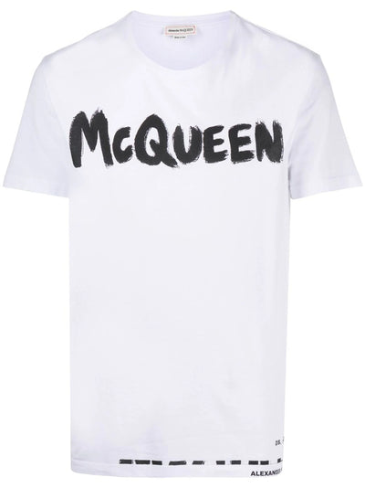 Alexander McQueen Graffiti Print Logo T-Shirt in White