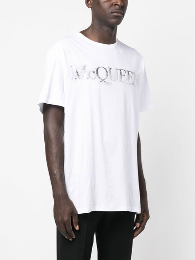 Alexander McQueen Spray Crush Logo Print T-Shirt in White