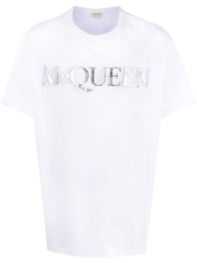 Alexander McQueen Spray Crush Logo Print T-Shirt in White