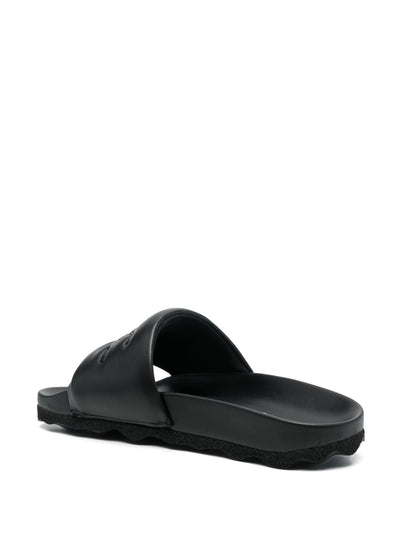 Off-White Bookish Leather Sliders in Black