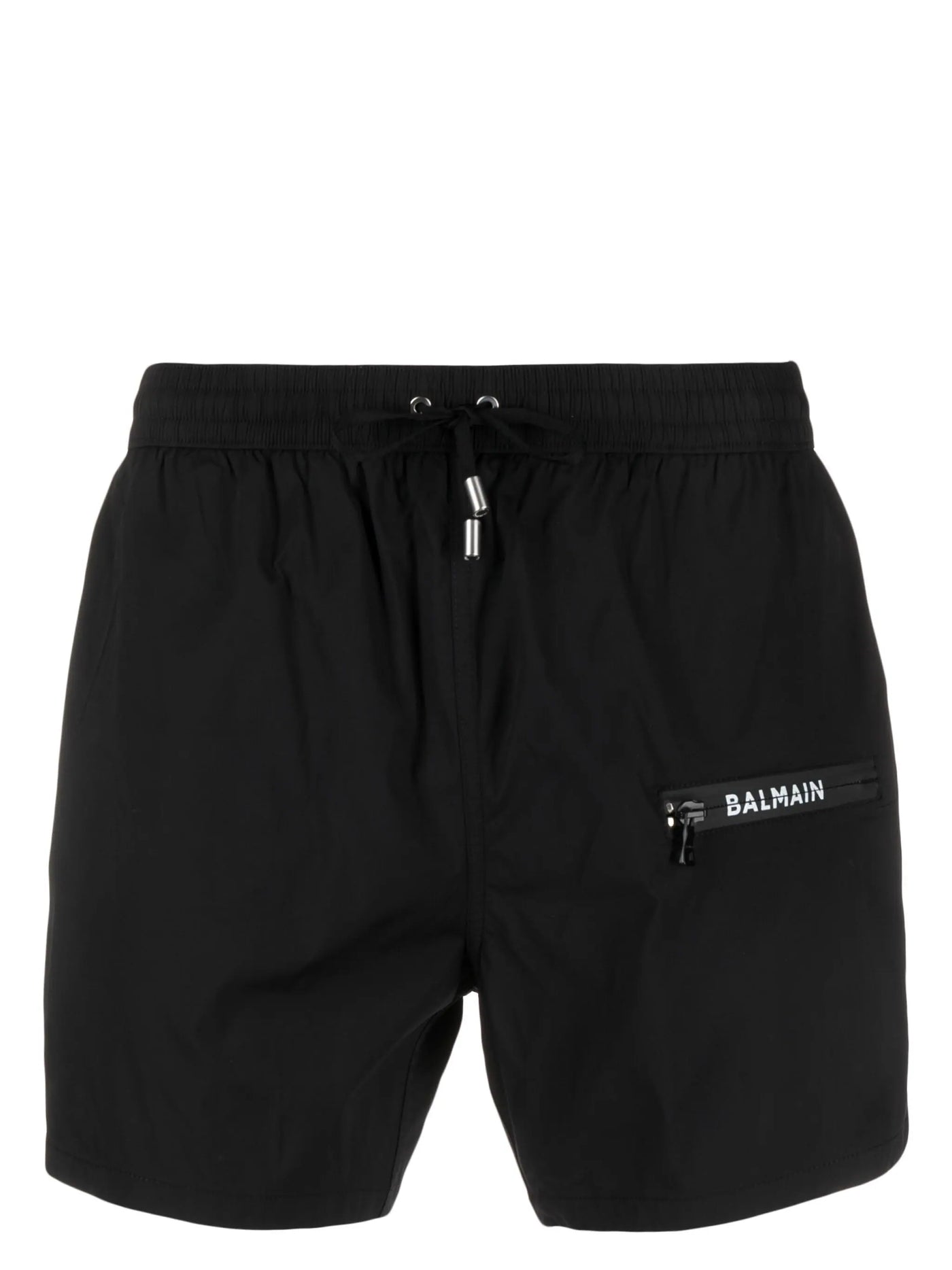 Balmain Zip Logo Printed Swim Shorts in Black