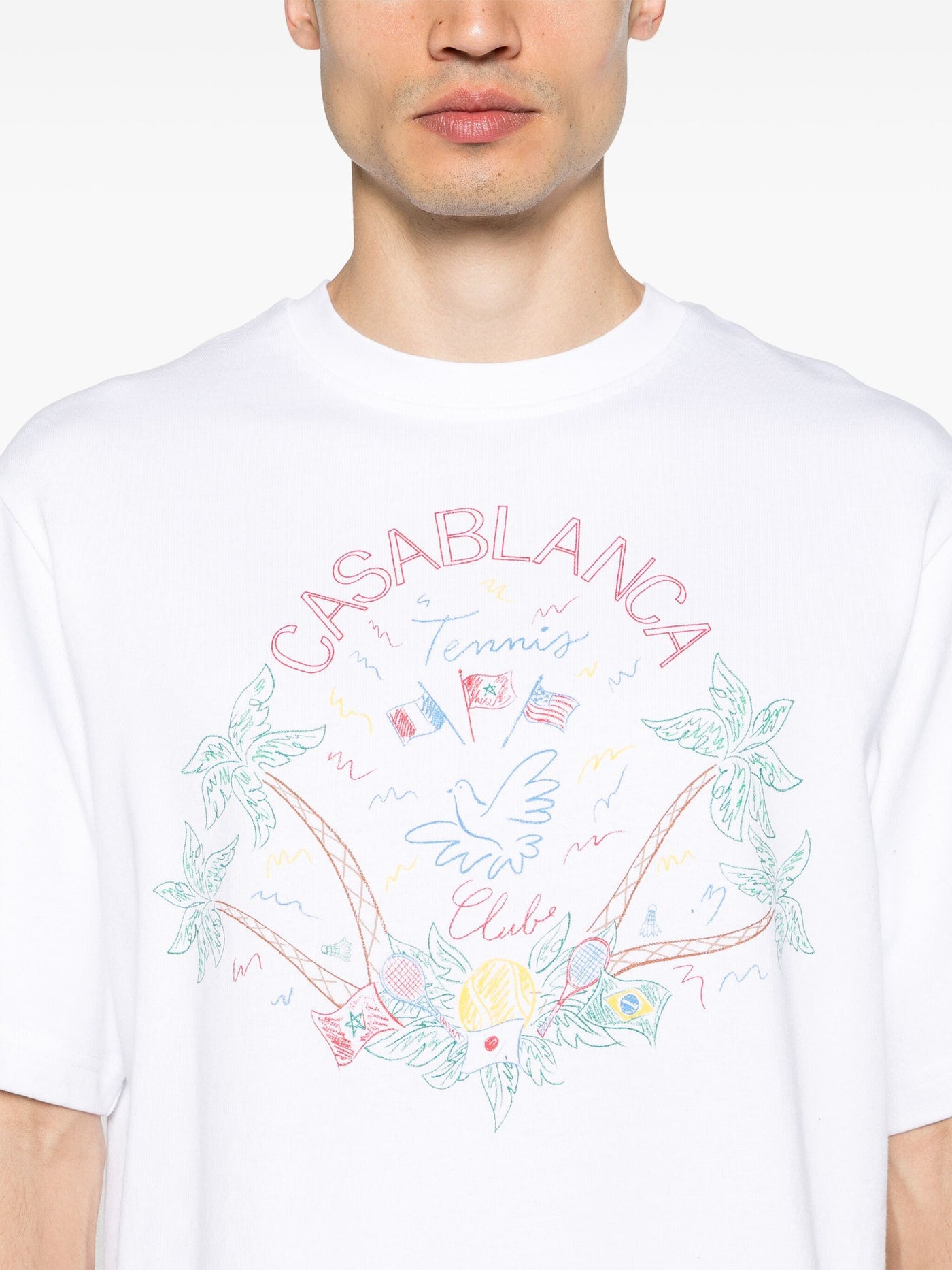Casablanca Crayon Tennis Club Printed T-Shirt in White