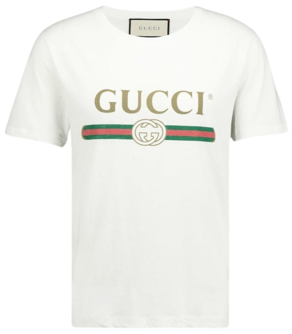 Gucci Washed Gucci Logo Slim Fit White T-Shirt L