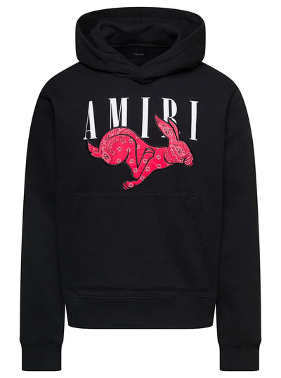 Amiri CNY Bandana Rabbit Logo Hoodie in Black