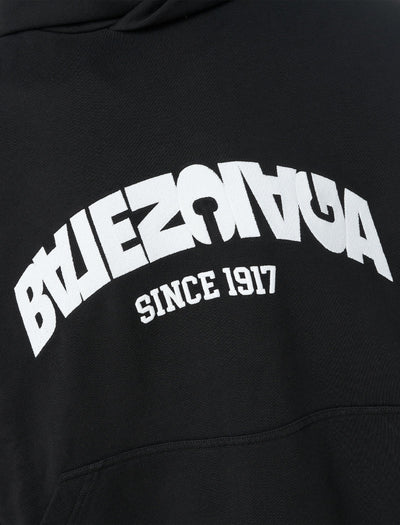 Balenciaga Back Flip Round Hoodie Oversized Black