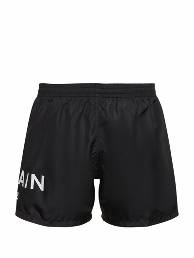 Balmain Logo Tech Swim Shorts in Black