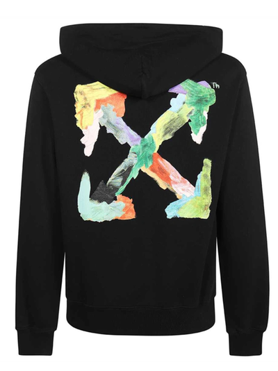 Off-White Painted Brush Arrow Logo Printed Hoodie in Black