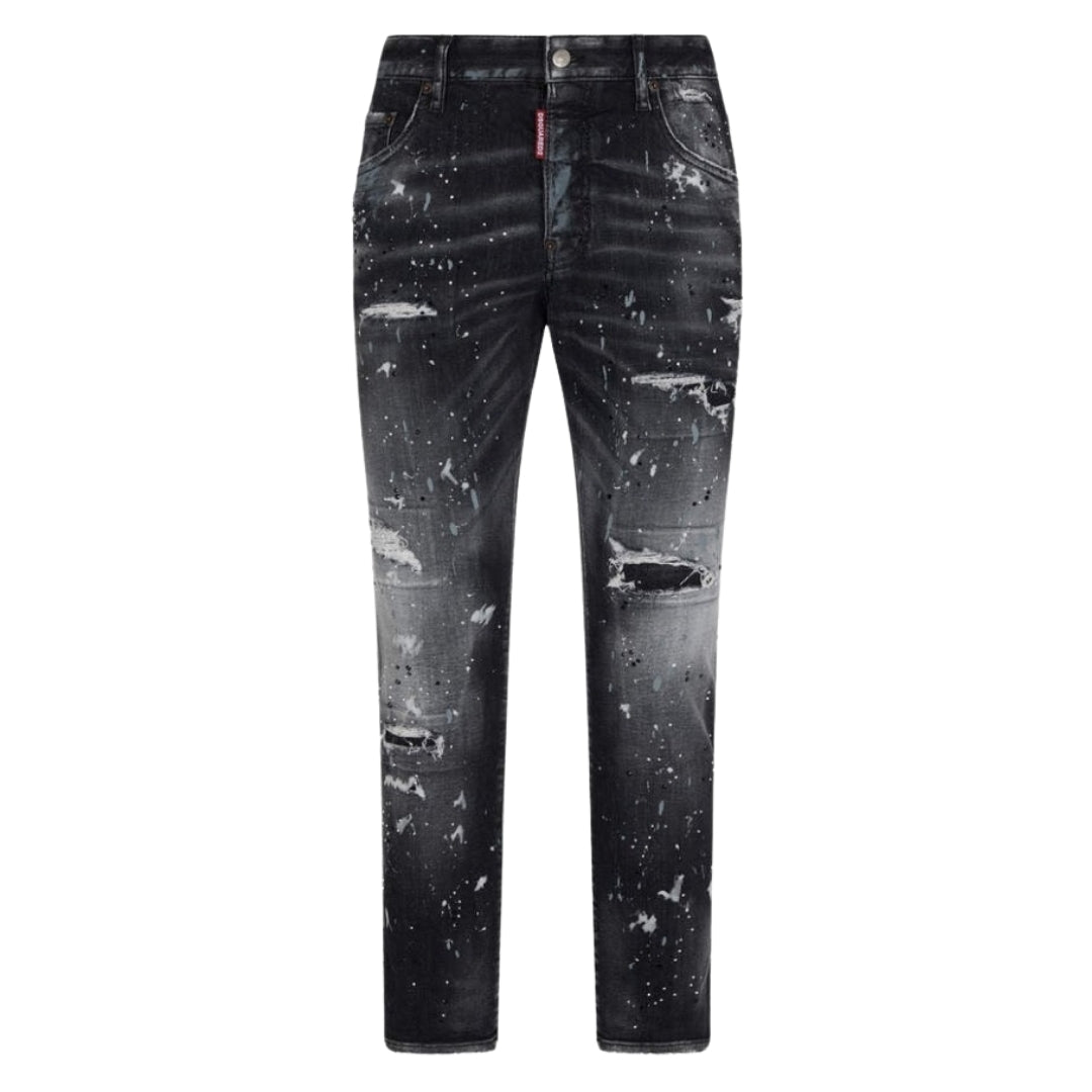Dsquared2 Paint Splatter Black Wash Skater Jeans