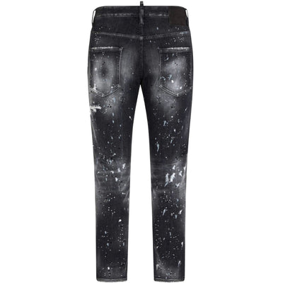 Dsquared2 Paint Splatter Black Wash Skater Jeans