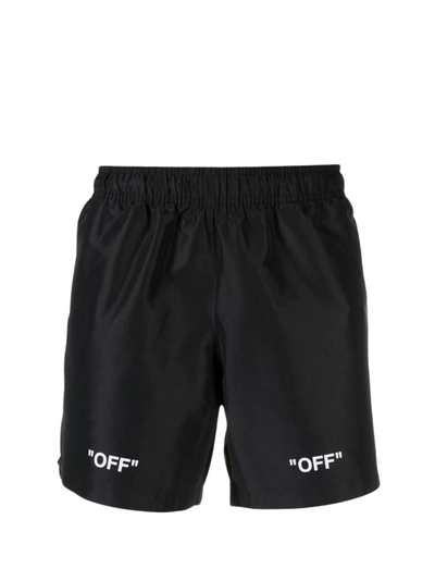 Off-White "OFF" Printed Black Swimshorts