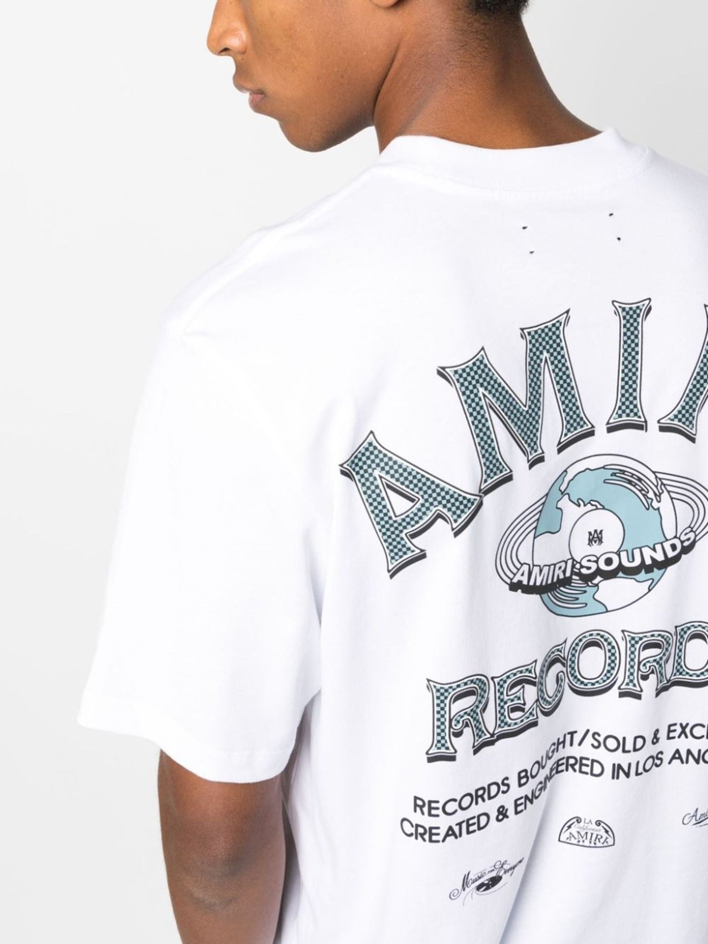 Amiri Global Records Logo Printed T-Shirt in White