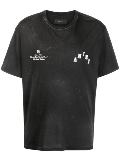 Amiri Vintage Collegiate Staggered Logo T-Shirt in Black