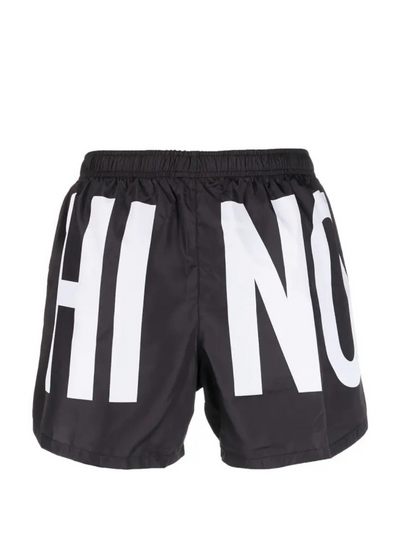 Moschino Maxi Logo Printed Swimshorts in Black