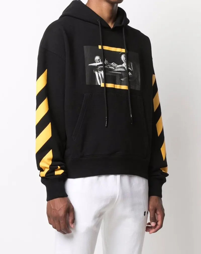 Off-White Caravaggio Diag-Stripe Painting Printed Hoodie in Black