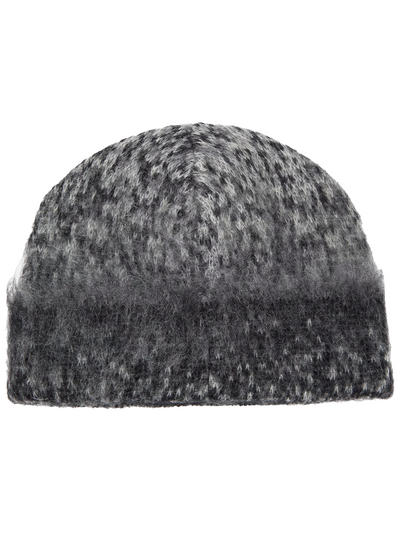 Off-White Arrow Fuzzy Mohair Knit Beanie in Dark Grey