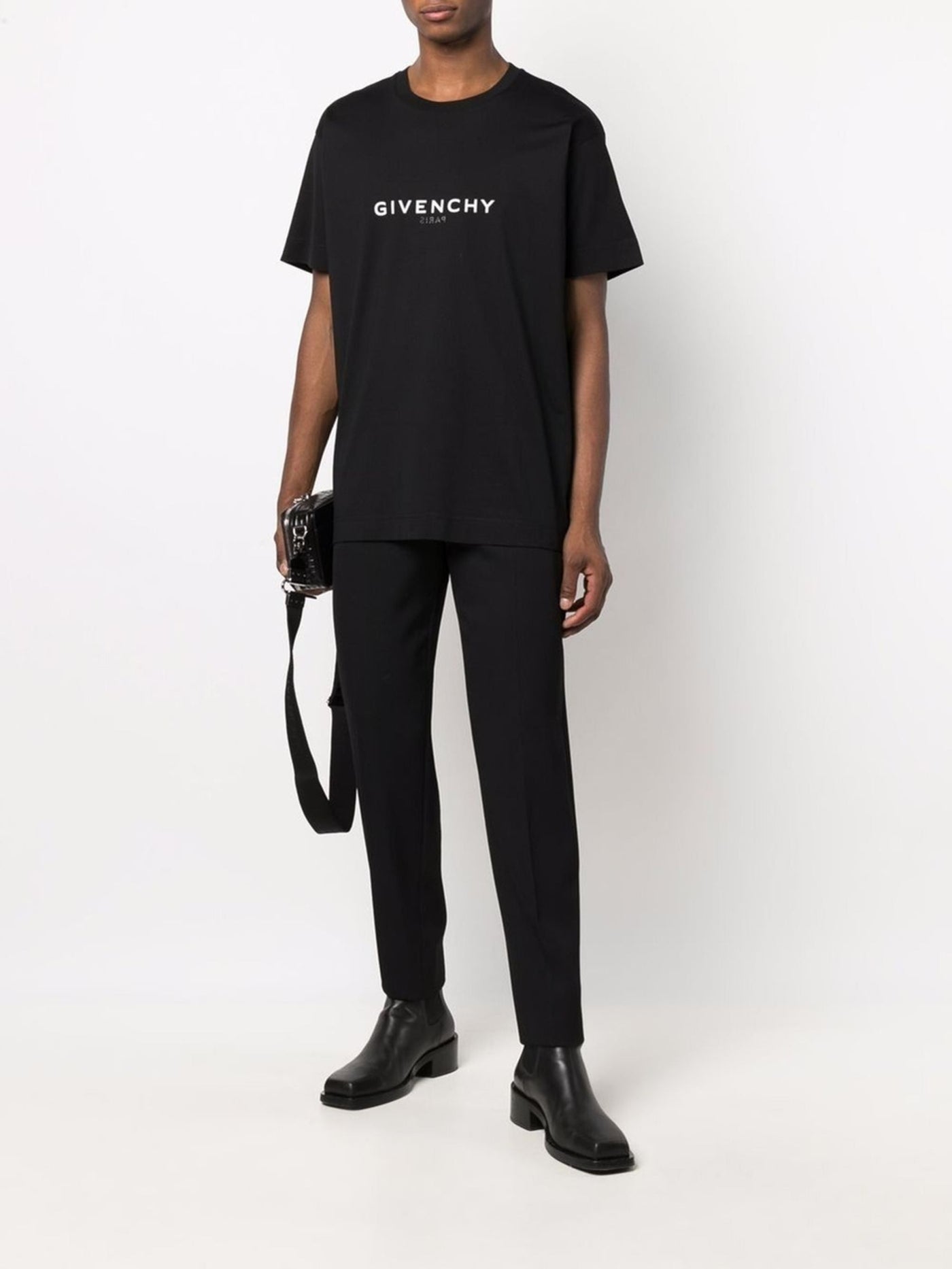 Givenchy Reverse Paris Logo Print Oversized T-Shirt in Black