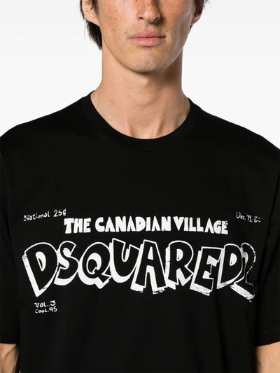 DSquared2 The Canadian Village Printed Black T-Shirt