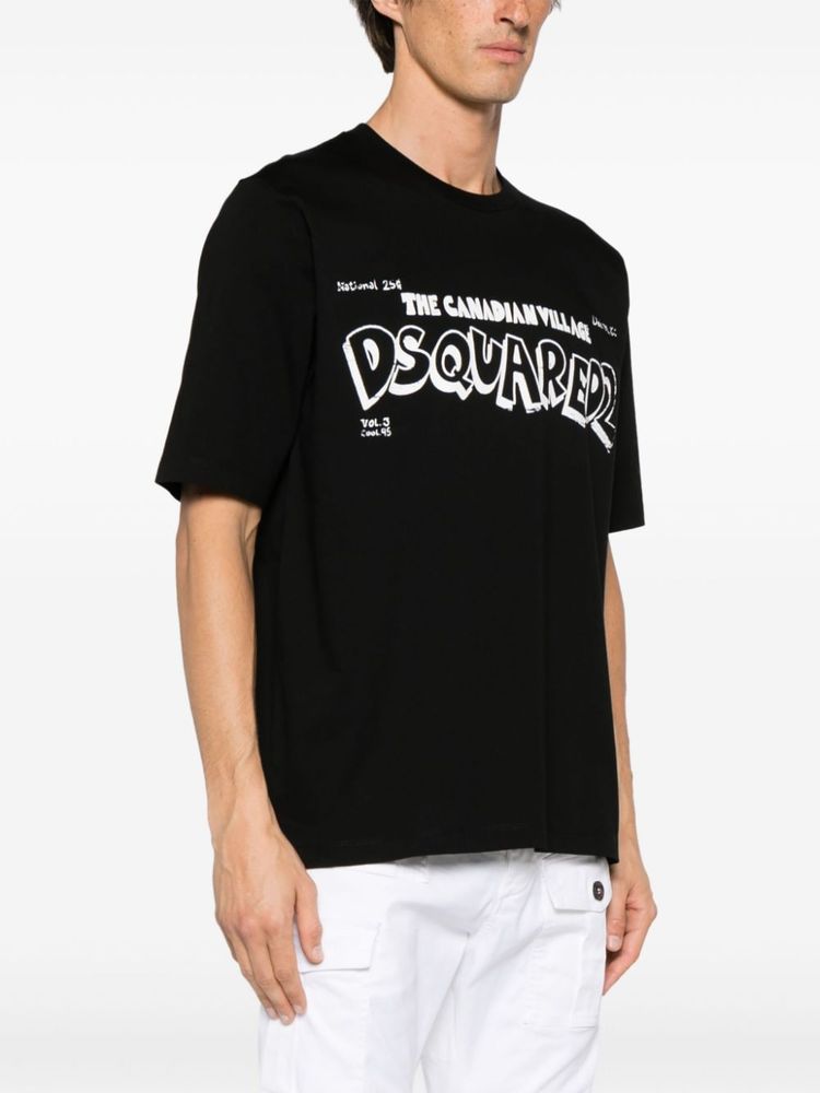 DSquared2 The Canadian Village Printed Black T-Shirt