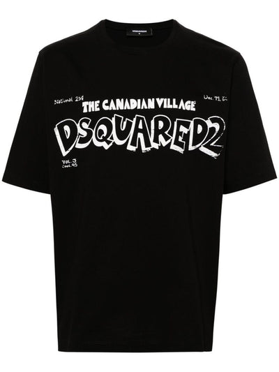 DSquared2 The Canadian Village Printed Black T-Shirt