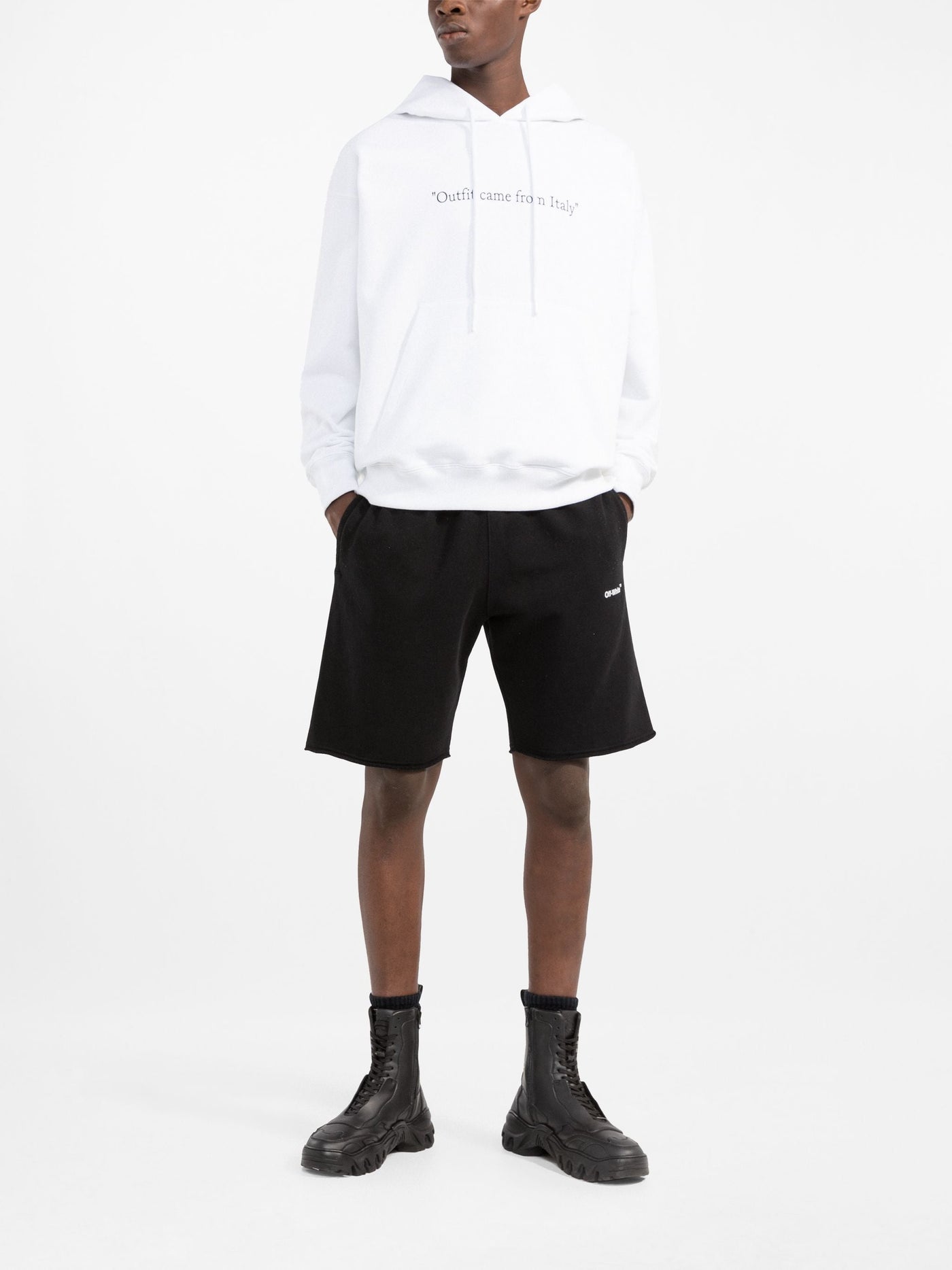 Off-White Diag Helvetica Sweat Shorts in Black