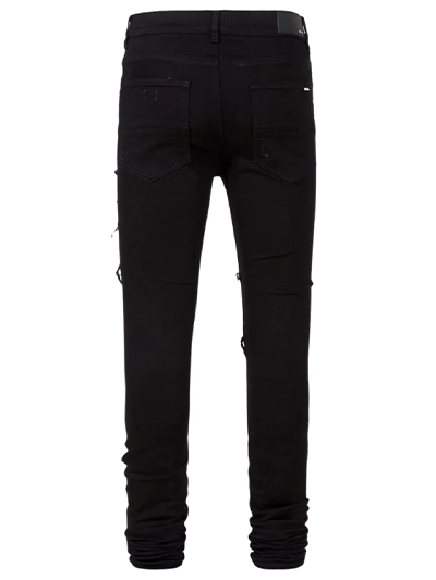Amiri Leather Patch Ripped Black Jeans