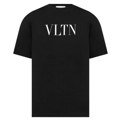 Valentino White Bold VLTN Print Logo Black T-Shirt