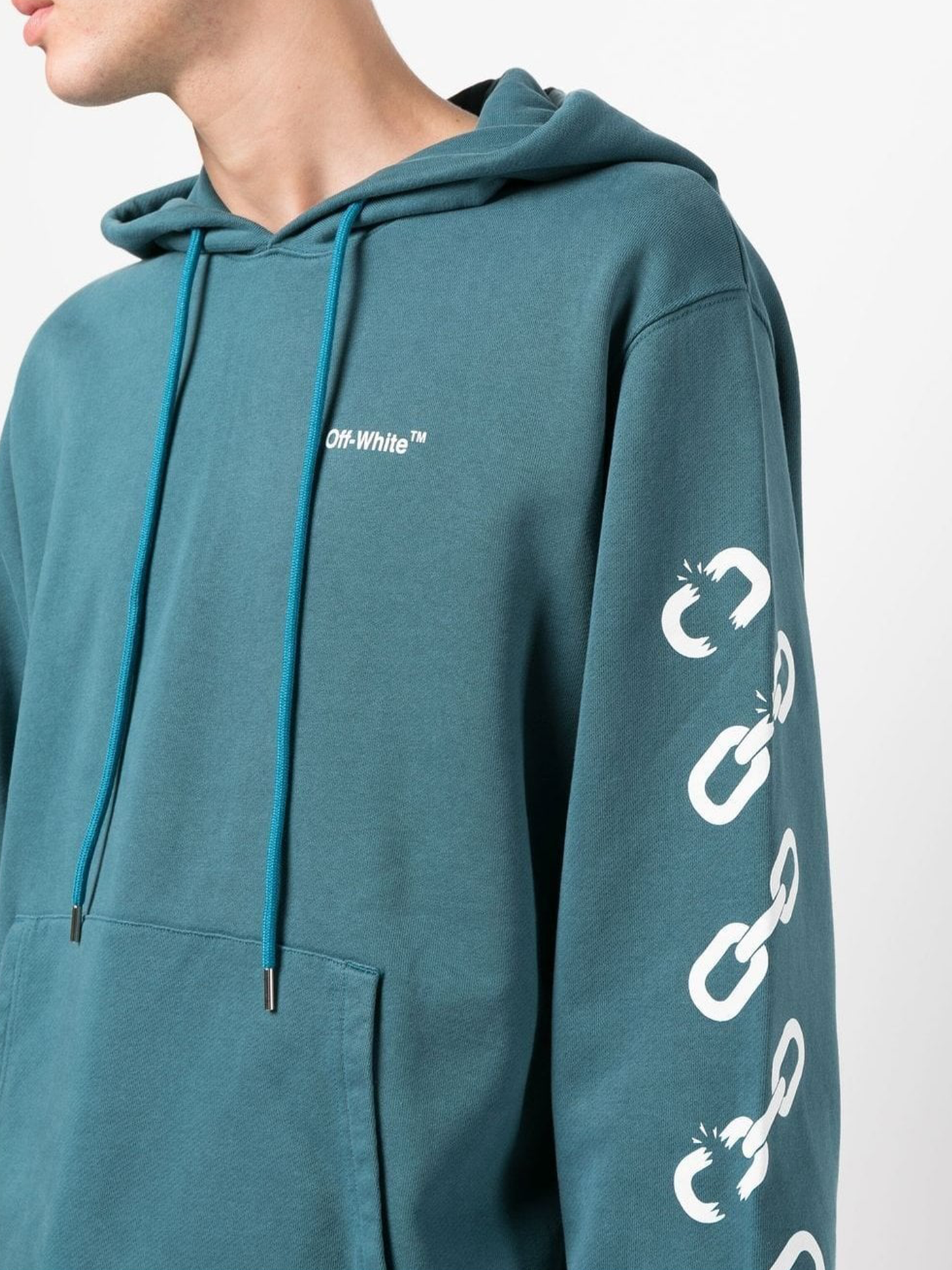 Off-White Chain Arrow Logo Printed Green Hoodie