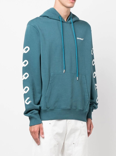 Off-White Chain Arrow Logo Printed Green Hoodie