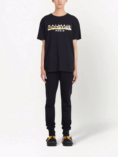 Balmain Foil Logo-Print T-Shirt in Black