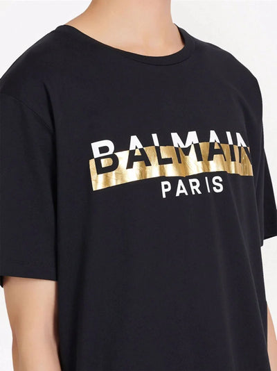 Balmain Foil Logo-Print T-Shirt in Black