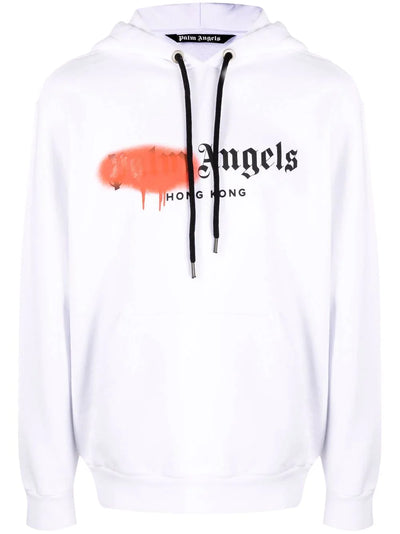 Palm Angels Red Spray Hong Kong Hoodie White