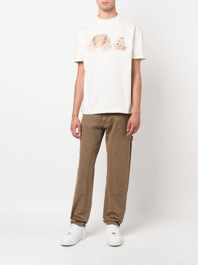 Palm Angels Teddy Bear Logo-print T-shirt in Beige