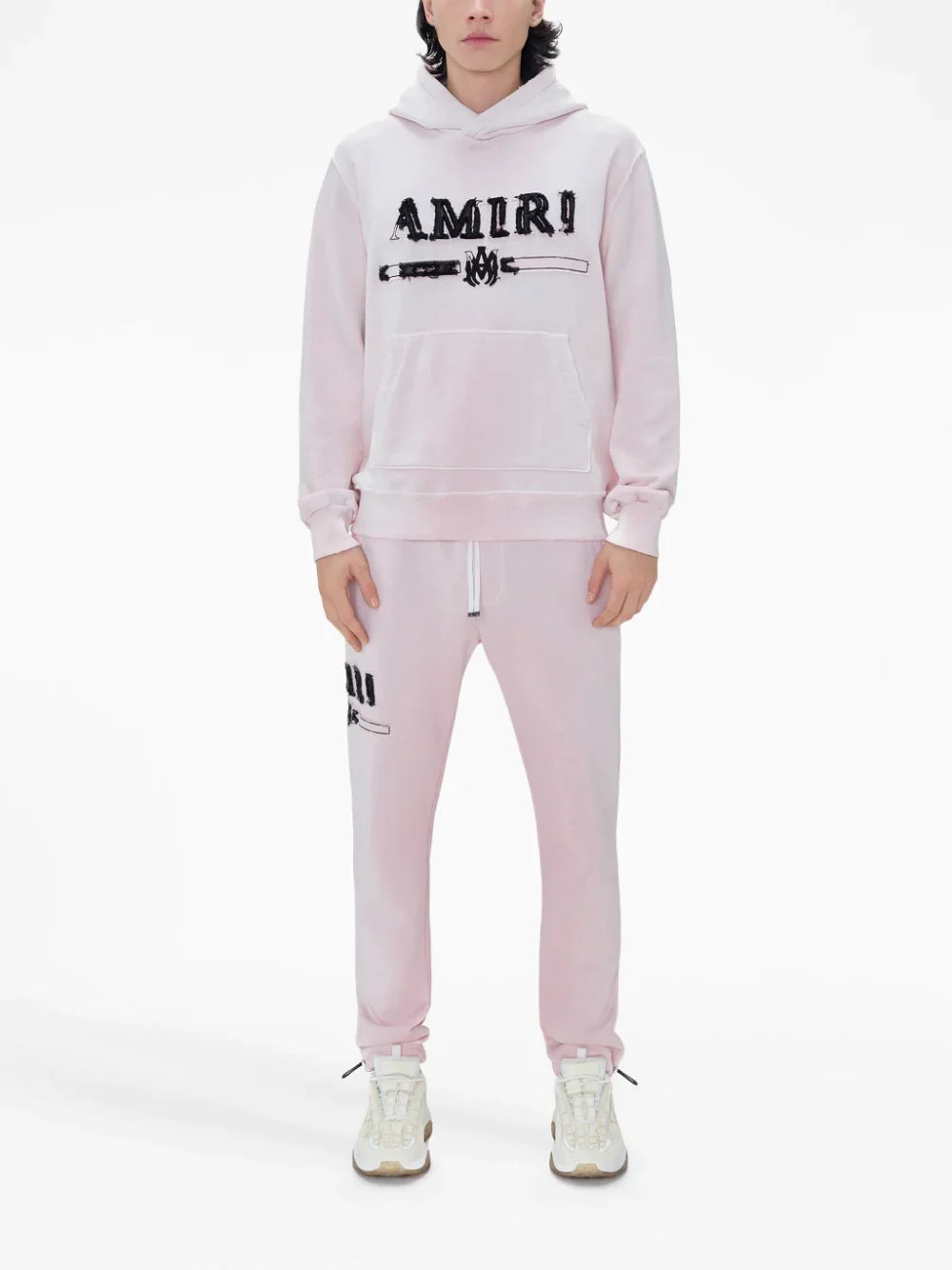 Amiri Logo Patch Cotton Hoodie in Pink