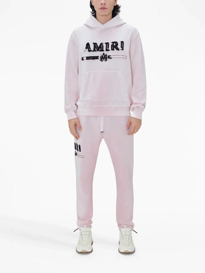 Amiri Logo Patch Cotton Hoodie in Pink
