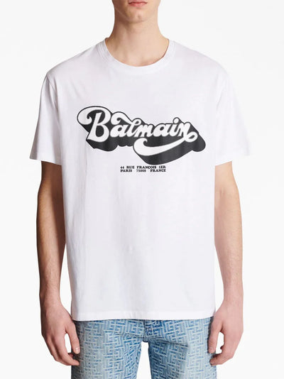 Balmain 70s Logo Print T-Shirt in White