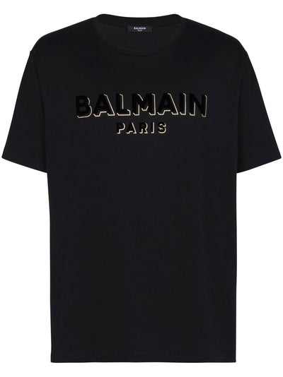 Balmain Crewneck Oversized T-shirt with Velvet Logo Black