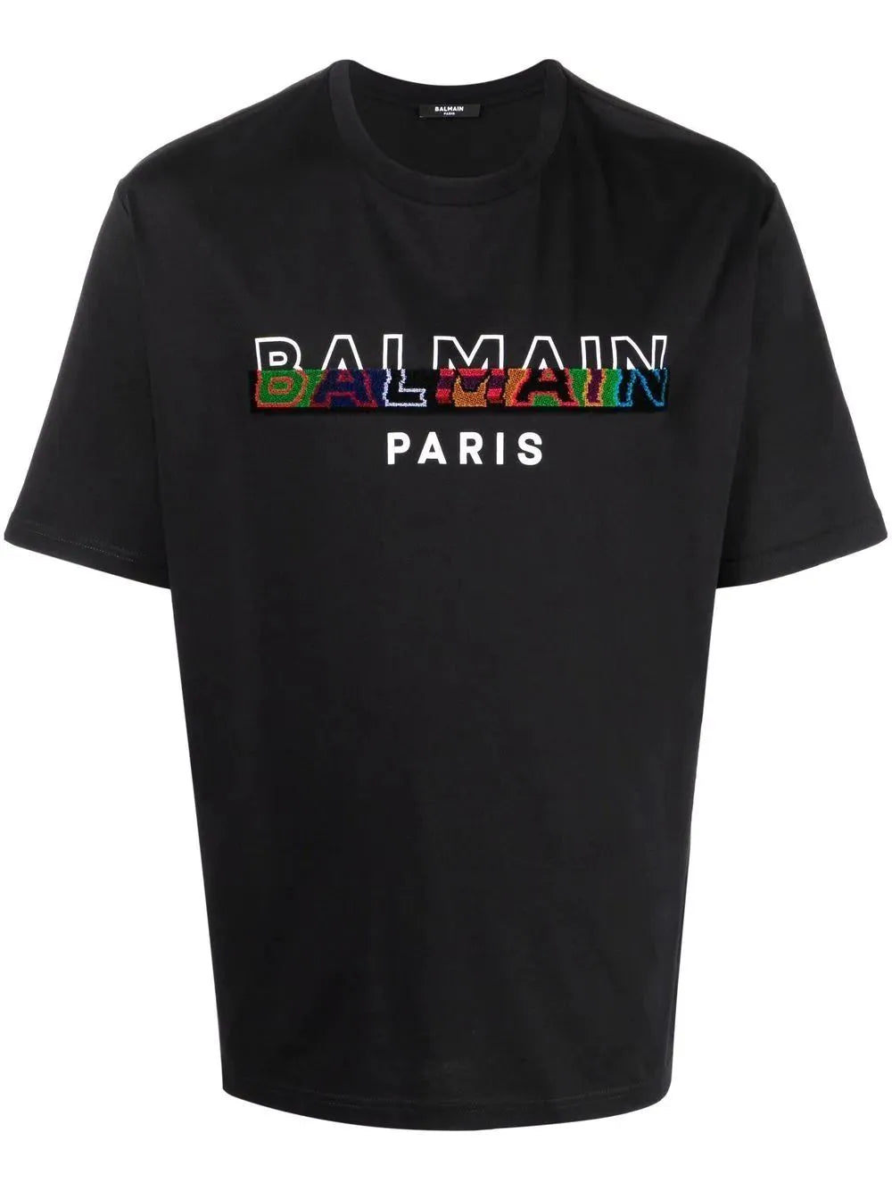 Balmain Split Textured Logo T-Shirt in Black