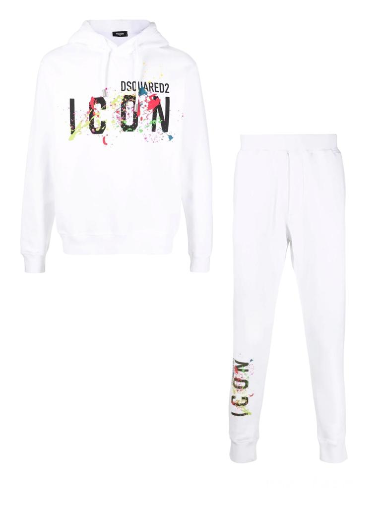 Dsquared2 Icon Splattered Tracksuit in White