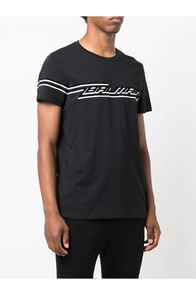 Balmain 3D Flocked Logo T-Shirt in Black