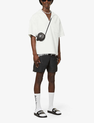 Palm Angels Curved Logo Swimming Shorts in Black