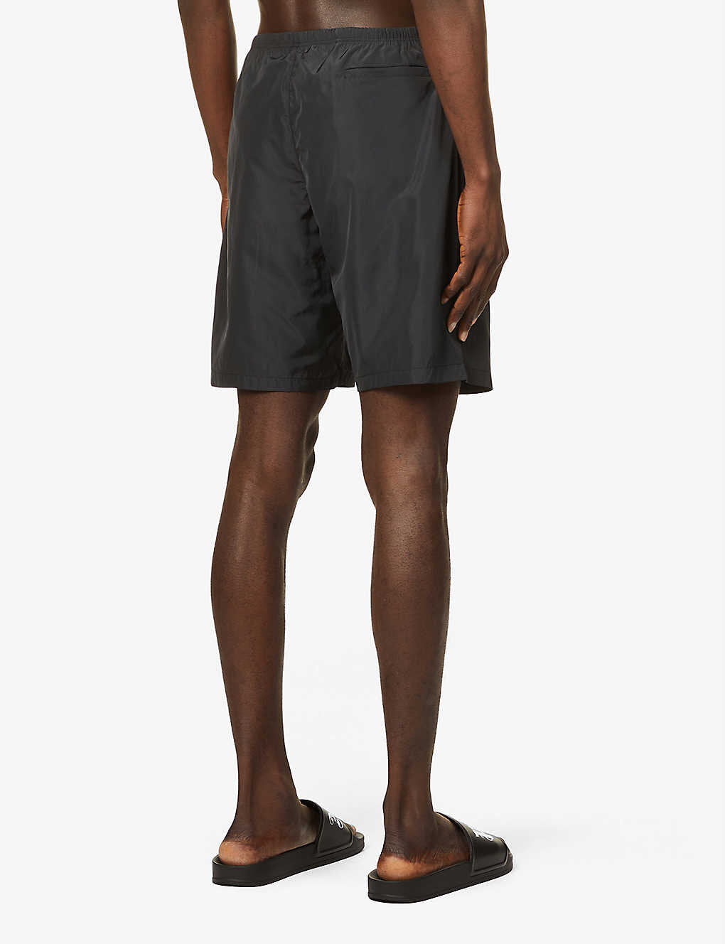 Palm Angels Curved Logo Swimming Shorts in Black